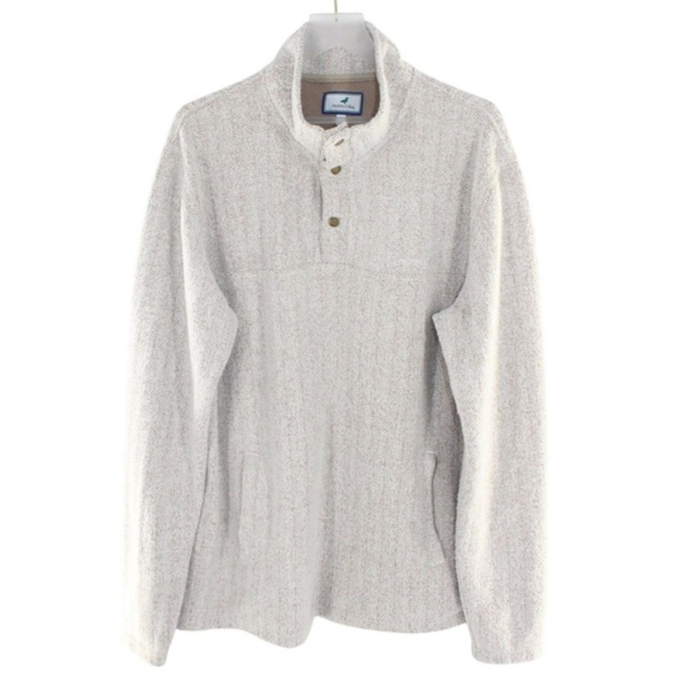 Properly‎ Tied Upland Pullover Herringbone Snap Fleece XL Tan Cream